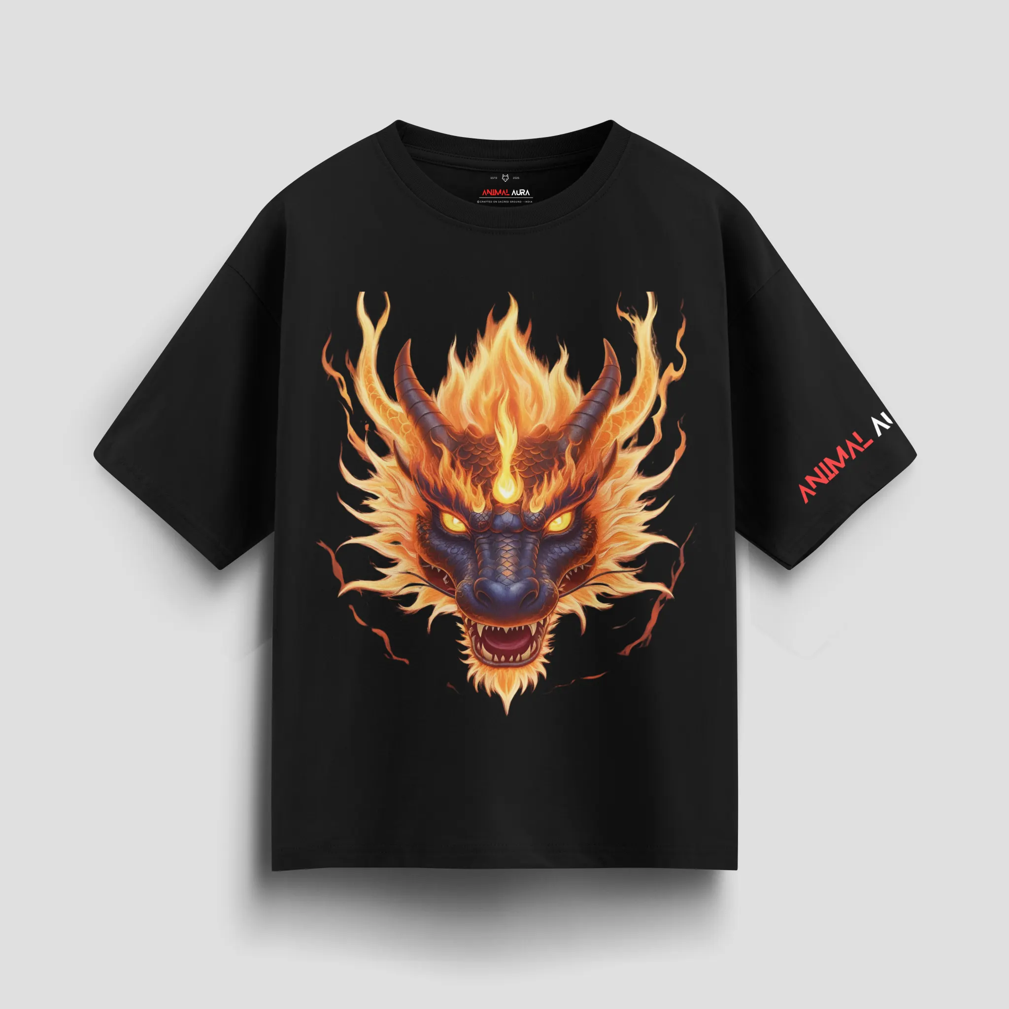 Eternal flame dragon oversized Tee | Animal Aura